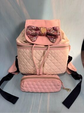 🩷 Betsey Johnson Full size Backpack with Sequin Bow - pensil pouch Women Bags